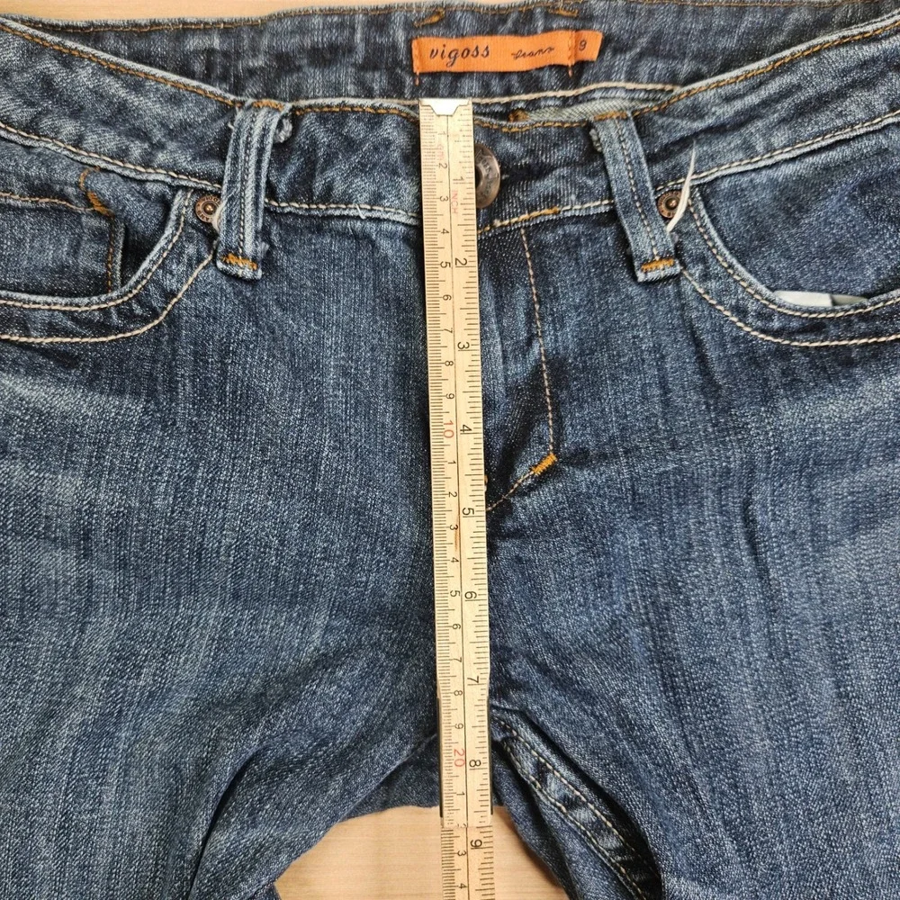 Y2K Vigoss Bootcut Jeans Womens 9 32x32 Blue Denim Stretch Low Rise P1091M